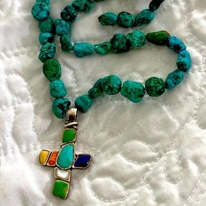 Turquoise cross necklace